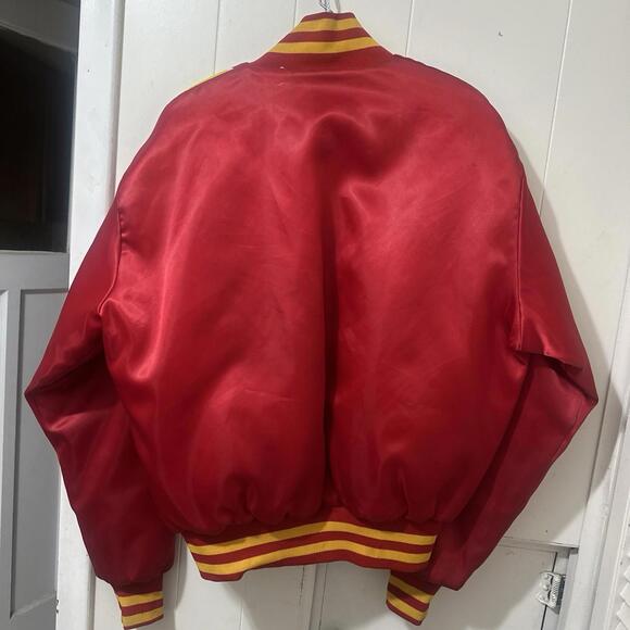 Vtg 80s USA Marines Corp Red Satin Bomber Varsity Jacket LARGE New York Soffe. - Picture 2 of 7